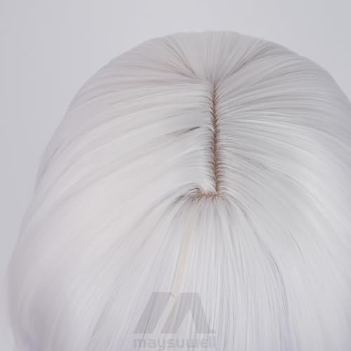 Image of Anime White Gradient Purple Wigs with Bangs Women Long Straight Wig Layered Haircut COS Game Black SwanWigs Halloween,Christmas,Comic con,Game Show,Party