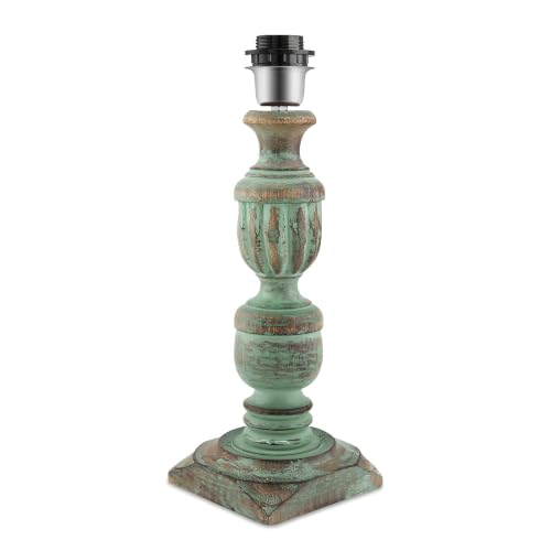 Image of Homesake Handcrafted Wooden Table Lamp for Living Room & Bedroom | Bedside Table Lamp with Fabric Shade|Included Bulb|Rustic Algae French Trophy Wood, Decorative Night Lamp for Home Decor, Red