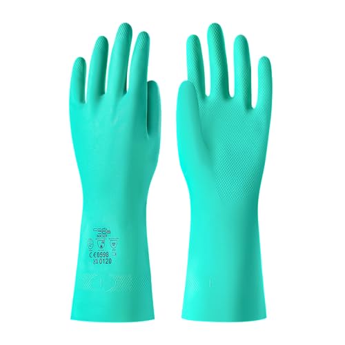 COOLJOB 18 Mil Chemical Resistant Nitrile Gloves 13' Long, Resist Household Acid, Alkali, Solvent and Oil, Latex Rubber Free