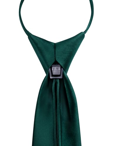 Image of YourTies Zipper Tie for Men Adjustable Pre-tied Satin Neckties and Pocket Square Set Solid Color Business Formal Wedding