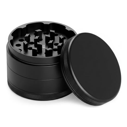 TRIVANA CERA | 4-teiliger Keramik Grinder (Nano-Beschichtung) | 63mm | Antihaft Kräutermühle/Crusher | Leichtgängige Rotation | Magnetverschluss (Schwarz)