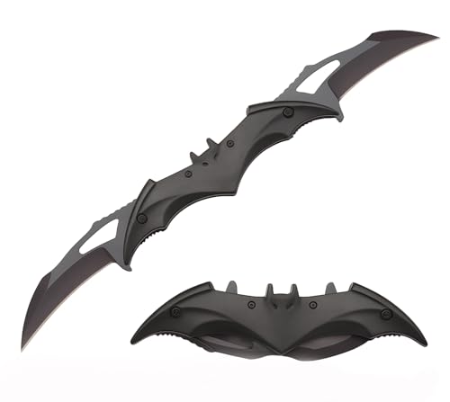ARLEZA STORM Twin Blade Bat Knife - 11' Pocket Folding Spring Assisted Dual Blades Tactical Knife (Black/Black)