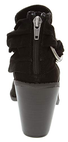 Sugar Women's Victory Transitional Dress Block Heel Ankle Boot Ladies Slouch Bootie with Open Ankle Black 10