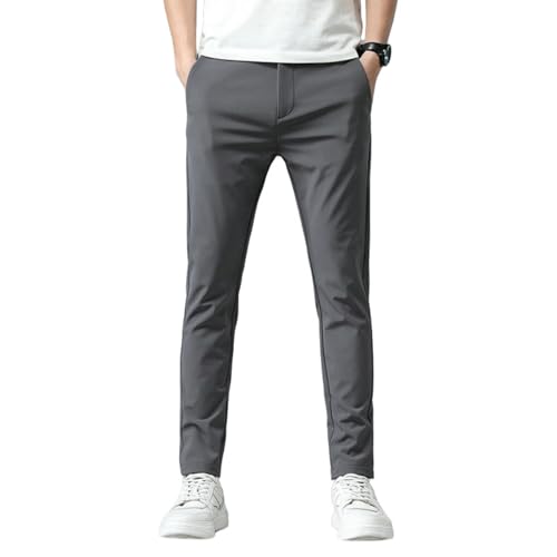 Men's Spring Autumn Business Elastic Straight Solid Color Trendy Casual Pants