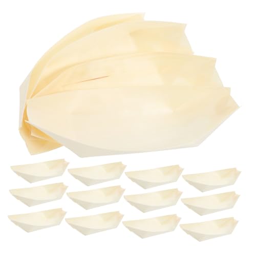 Bandejas de comida desechables de madera PRETYZOOM tipo barco 2