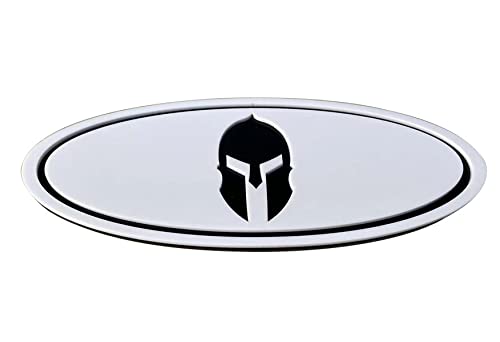 Custom Molon Labe Spartan Front Grille/ Rear Tailgate Emblem Badge White Compatible with Ford F150 F250 F350 Edge Explorer Explorer Ranger (9''x3.5'' White Black)