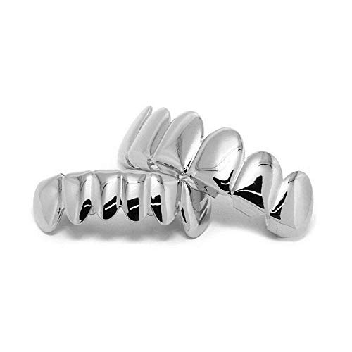 UkrGoods Hip Hop Teeth Grillz Top Or Bottom Mouth Teeth Grills Custom Fashion Removable - Color: Silver