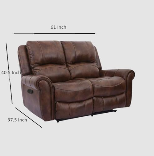 Image of Torque - Romio 2 Seater Leatherette Manual Recliner | Recliner Sofa /Chair for Living Room, Bedroom, Office | 1 Year Warranty - Brown