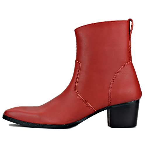 Image of Dress Boot for Men Heels Casual Chelsea Combat Ankle Chukka Boots Zipper Black JY002