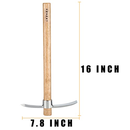 LOZHGO Pick Mattock Hoe Garden Pick Mattock Hoe Pickaxe Heavy Duty Pick Axe Hand Tool Forged Weeding Garden Pick Axe Weeding Mattock Hoe for Gardening, Loosening Soil, Camping,Vegetables and Fruits - Thumbnail 6