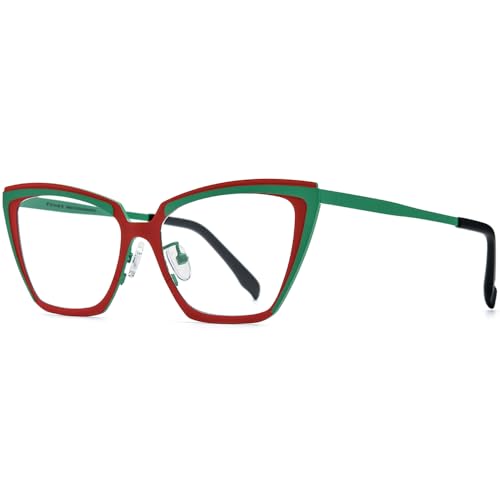 Image of FONEX Colorful Pure Titanium Glasses Frame Women Retro Round Eyeglasses