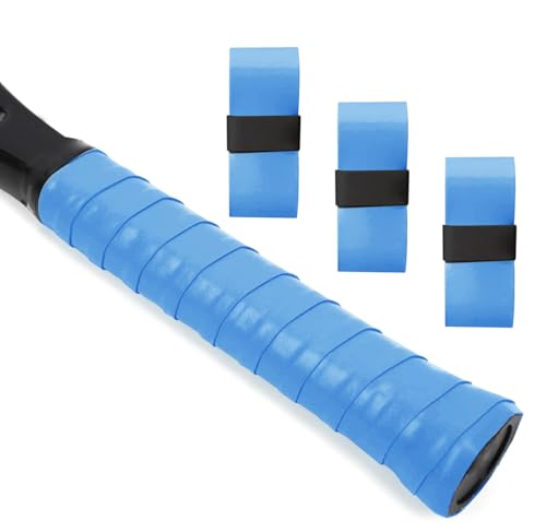 L LK SPORTS Tennis Racket Grip Tape, 3 Pack Precut Anti Slip Tennis Grip Tape, Absorbent Dry Feel Tennis Grips Overgrip for Tennis, Pickleball Blue