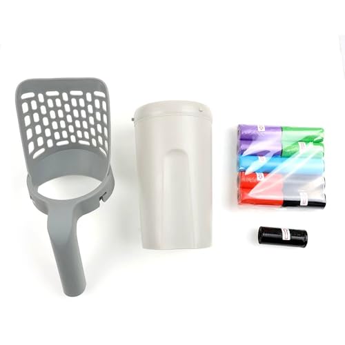 Cat Litter Scooper with Holder - Large Capacity Mess-Free Litter Shovel for Large & Multi-Cat Homes Spill-Proof Waste Collection Design for Easy Hygienic Litter Box Cleaning - Portable Integrated