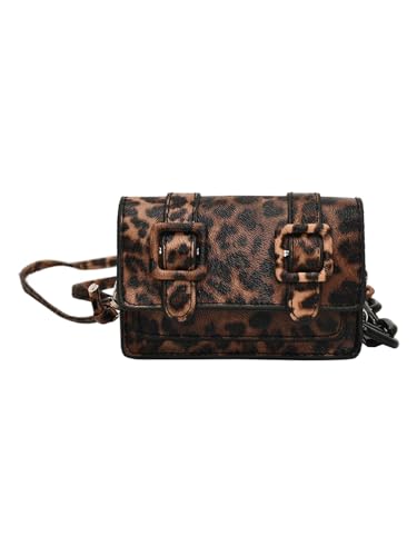 SweatyRocks Women's Leopard Print Leather Mini Crossbody Bag Flap Shoulder Purses