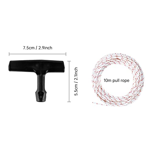 XCDMJ Recoil Starter Rope/pull Cord 10-meter 3.5mm Pull Cord with 3 Pieces Starter Handle for Trimmer Lawn Mower Chainsaw Brush Cutter Edger Engine Universal - Image 2
