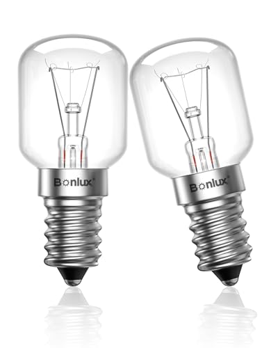 Bonlux 40W T25 E14 Salt Lamp Bulbs Oven Bulbs Dimmable, E14 Cooker Hood Bulbs, 300°C Heat Resistant Oven Pygmy Bulb for Ovens, Himalayan Salt Lamp Bulb, Cooker Hood Bulb, Fridge Bulb (2-Pack)