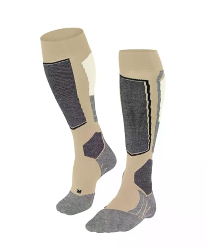 FALKE Damen Skisocken SK2 Intermediate W Kh Wolle Funktionsmaterial warm dick 1 Paar, Beige Straw 4700, 41-42 – Ansicht 1