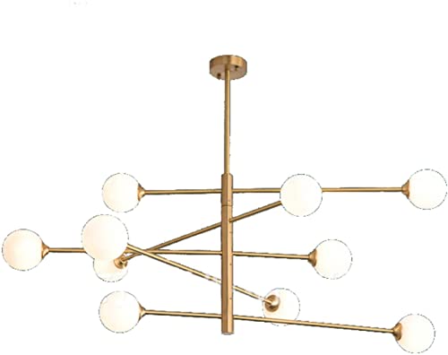 Lustre Sputnik doré à 8 lampes suspendues au design moderne du milieu du siècle