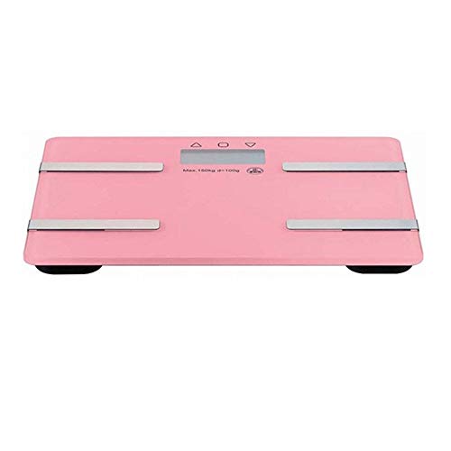 体重計 体組成計 体脂肪計 7種のモード測定 体脂肪率/体水分率/体重/推定骨量/BMI 基礎代謝量 健康管理 コンパクト ガラス製 体重計 ピンク