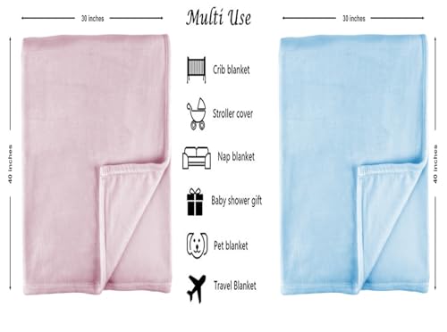 Image of Amazon Brand - Umi Super Soft Single Layered Flannel Baby Blanket - Pink & Aqua | Cozy & Breathable | Warm, Soft, and Comfortable | Perfect for Newborns | Unisex Design for Boys & Girls (Pack of 2)