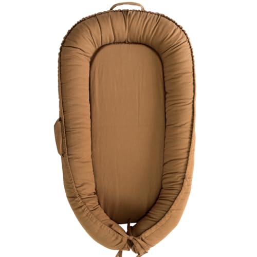 Image of Infant Lounger, Baby Lounger Cover for Baby Girls & Boys, Newborn Essentials for Baby 0-18 Months, 100% Cotton Breathable (Golden Brown)
