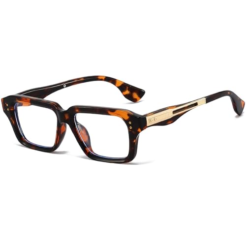 Image of AIEYEZO Fashion Square Blue Light Glasses for Men Women Retro Thick Frame Blue Light Blocking Computer Glasses