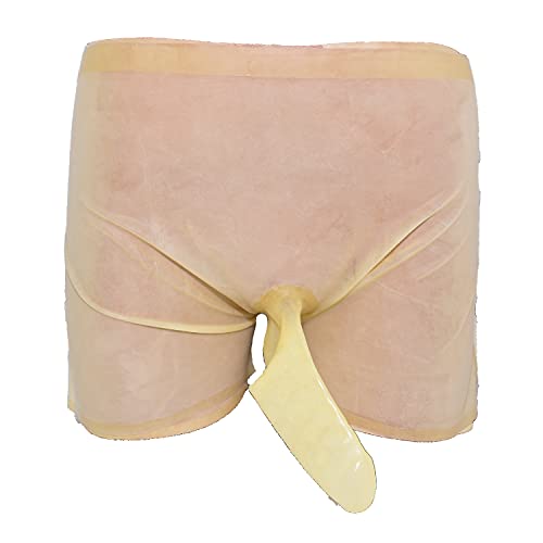 SpecialUnderwear Pantalones cortos de látex con condón estriado. Talla: S, Transp., S