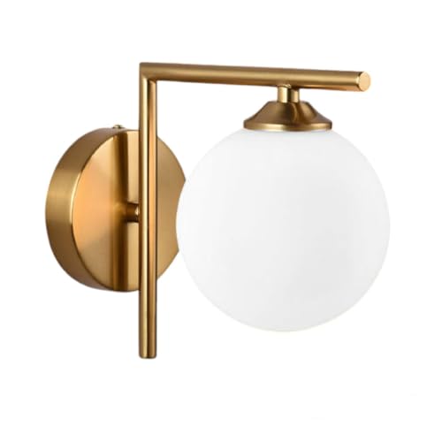 VR VETRINEINRETE Applique da Parete Minimalista in Bronzo con Sfera in Vetro Opaco Bianco, Attacco G9