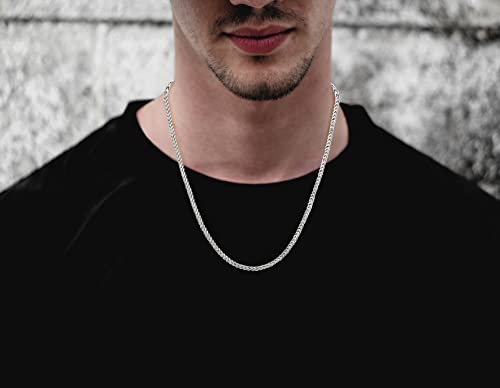 Savlano 925 Sterling Silver Rhodium Plated 3.5MM, 5.5MM Franco Square Box Chain Necklace for Men-Made In Italy Comes with a Gift Box4