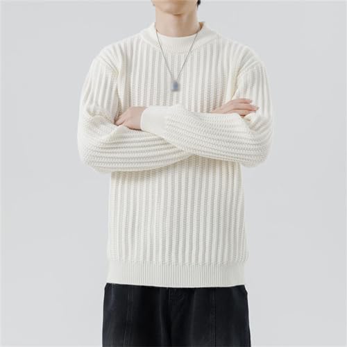 Sweater Men's Basic Sweater Warm Pit Striped Sweater Men's Fall Pullover Crew Neck(Medium)3