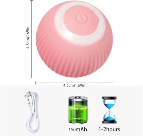 Mkitnvy Interaktives Katzenspielzeug Ball, Katzenball mit LED-Licht, 360° Selbstdrehender Elektronischer Katzenball, Stimulierung Jagdtriebs Lustiges Bälle Spielzeug für Katzen, Blau (Rosa)