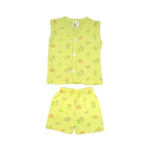 Image of New Born Baby Unisex Breathable Cotton Sleeveless Button Jhabla Dress | Boy & Girl Baby Clothe Size From 3 Months | Jabala Set for New Born | Pack Of 5 Combo