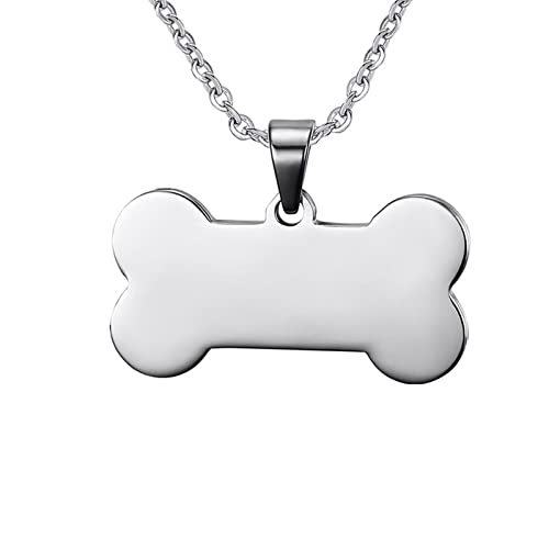 Collier pendentif petit os argenté en acier inoxydable durable haute brillance