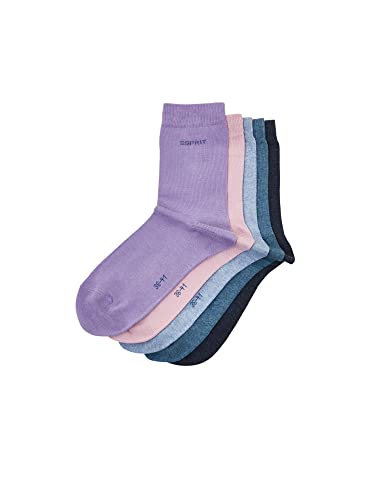 ESPRIT Damen Socken Solid Mix 5-Pack W SO Baumwolle einfarbig 3 Paar, Mehrfarbig (Sortiment 0010), 36-41