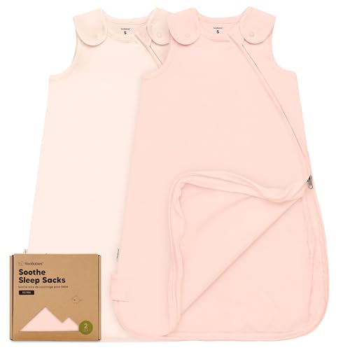 Image of 2-Pack Organic Baby Sleep Sacks, 100% Cotton - Soft & Breathable 0.5TOG Baby Wearable Blanket, Toddler Sleeping Sack 0-6 Months, Easy to Wear Transitional Swaddles for Newborns, Infants(Mist Rose, S)