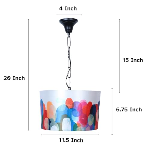 Image of Tu Casa Abstract Print Fabric Glow Pendent Light Hanging Lamp For Bedroom, Living Room, Lounge, Office, Gifting Area Without Bulb For Home Decoration (Height - 20 inch)