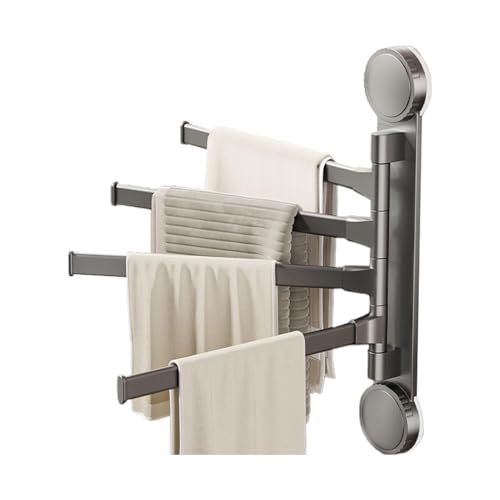 Toallero giratorio ajustable, soporte para toallas con ventosa fuerte, barra colgante que ahorra espacio para baño, cocina, lavandería, balcón, uso en hotel para una fácil instalación y organización