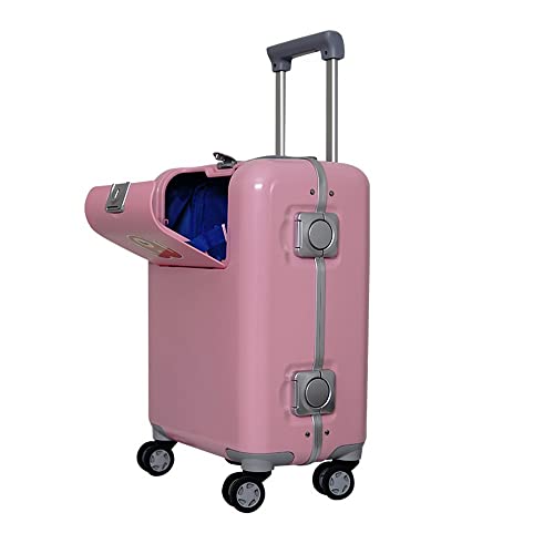 Children's Rolling Suitcase 17 Inch Boarding Travel Trolley Case with 4 Mute Universal Wheels(Color:Pink)