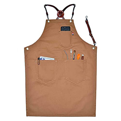 Tabliers de Travail pour Hommes avec Poches Tablier en Denim Coiffeur Réglable Dos croisé pour la Maison Cuisine Jardinage