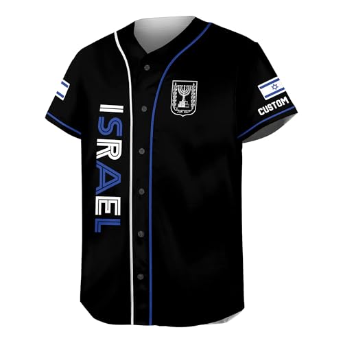 Camiseta personalizada de béisbol Israel para hombre, jersey Israel para hombre, jersey de fútbol Israel, jersey de béisbol Israel miniatura 5