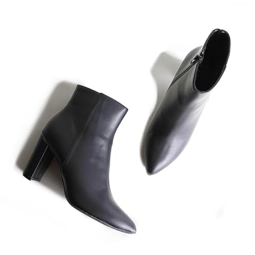 J. Adams Women's Wallice Ankle Booties - Chic Pointed Toe Block Heel Boots with Side Zipper - Comfortable and Stylish Dress Boots for Everyday Wear3