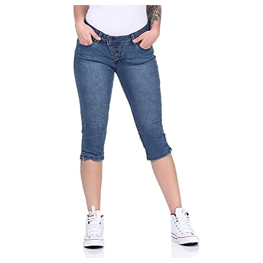BUENA VISTA Jeans byxor dam – Malibu Capri – stretch denim – middle Blue – jeans blå