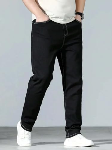 Image of KOTTY Mens Solid|Mid Rise| Coin Pocket|Button|Ankle Length|Loose Fit|5 Pocket Jeans for Mens