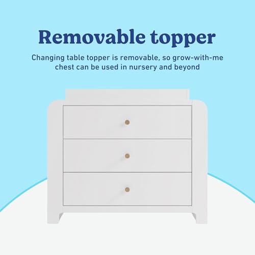 Image of Graco Read-with-Me 3 Drawer Chest with Removable Changing Topper, White | GREENGUARD Gold Certified, Removable Bookshelves, Nursery & Kids Bedroom Wood Dresser, Spacious Storage, Interlocking Drawers