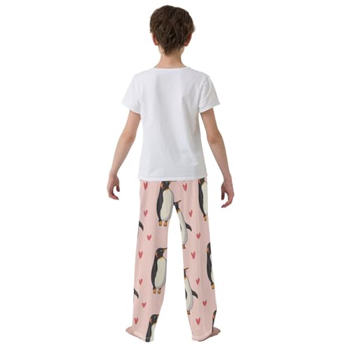 Pajama Bottoms, Pajamas Pant Cute Penguins Hearts Lounge Wear Casual Pink Sleep Long Pants Soft Pjs Sleepwear3