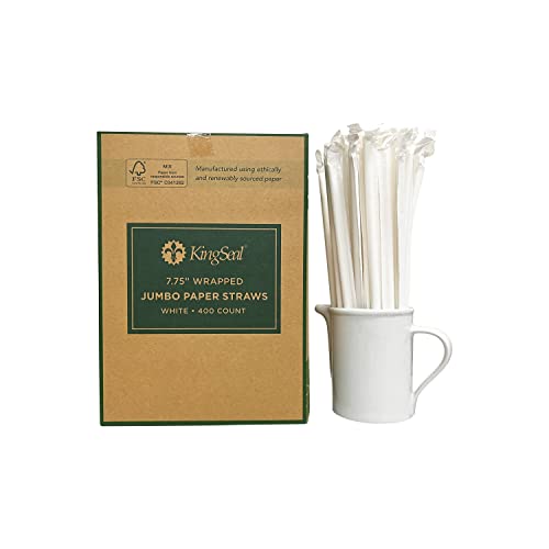 Pitillos desechables de papel KingSeal, 400 unidades, 19.69 cm, biodegradables miniatura 1