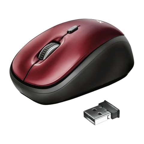 Ratón óptico inalámbrico Trust Yvi de 1600 DPI en color rojo Cover