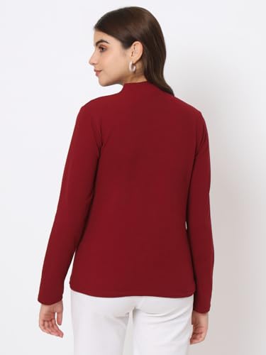 Image of Istyle Can Solid HIgh Neck Full Sleeve Stretchable Slim Fit Top for Women | Tops for Women | high Neck top for Women | Winter Tops for Women