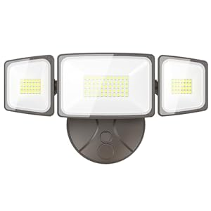 Onforu 60W Flood Lights Outdoor, 6000LM Super Bright Security Lights Switch Controlled, 3 Adjustable Heads, IP65 Waterproof, 6500K Wall Mount Exterior LED Flood Light