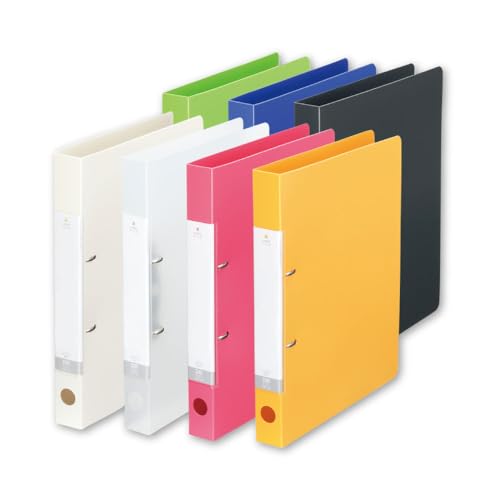 リングファイル (D型) 7色 アソート 各色1冊 計7冊 (白・クリヤー・赤・黄・黄緑・青・黒) 書類ファイル 2穴 A4サイズ